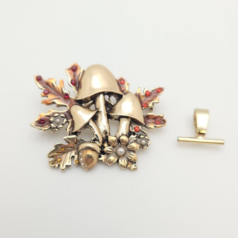 Mushroom Brooch and converter for Necklace Nickle Free Fall Acorn Leaf